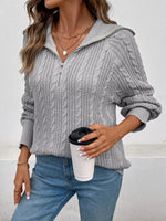 Cable Knit Half Zip Sweater