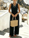 Sleeveless Wide-Leg Tie-Waist Jumpsuit