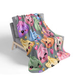 Kawaii Dumpling Sherpa Blanket — Colorful Cute Dim Sum Plush Throw