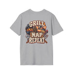 Grill Nap Repeat T-Shirt — BBQ Grillmaster Graphic Tee