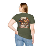 Grill Nap Repeat T-Shirt — BBQ Grillmaster Graphic Tee