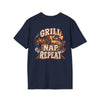 Grill Nap Repeat T-Shirt — BBQ Grillmaster Graphic Tee