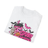 Spooky Season Pink Gothic Tee — Skeleton Hand Pumpkin Drink Halloween T-Shirt