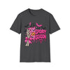 Spooky Season Pink Gothic Tee — Skeleton Hand Pumpkin Drink Halloween T-Shirt