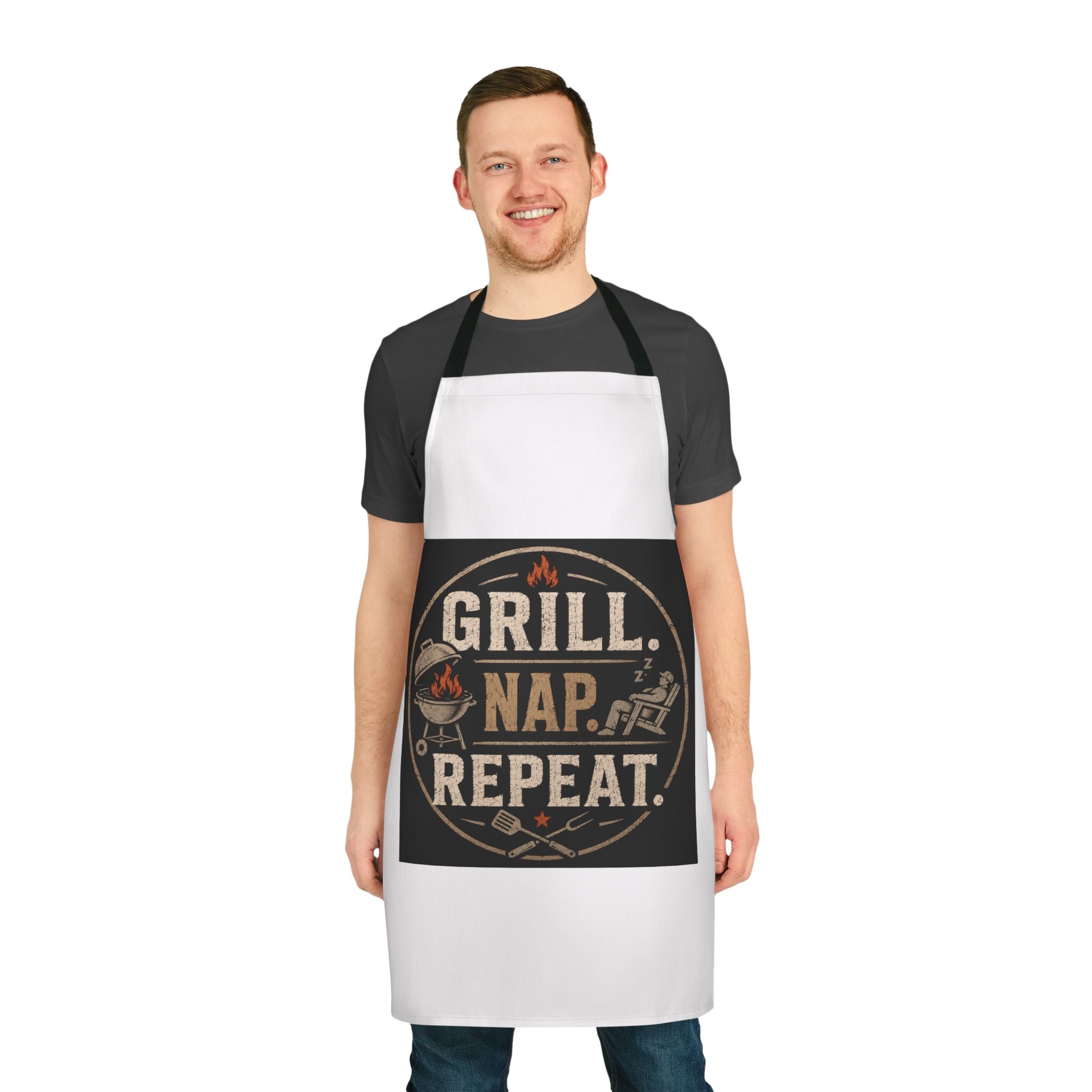 Grill Nap Repeat Apron — Funny BBQ Cooking Apron for Grillmasters