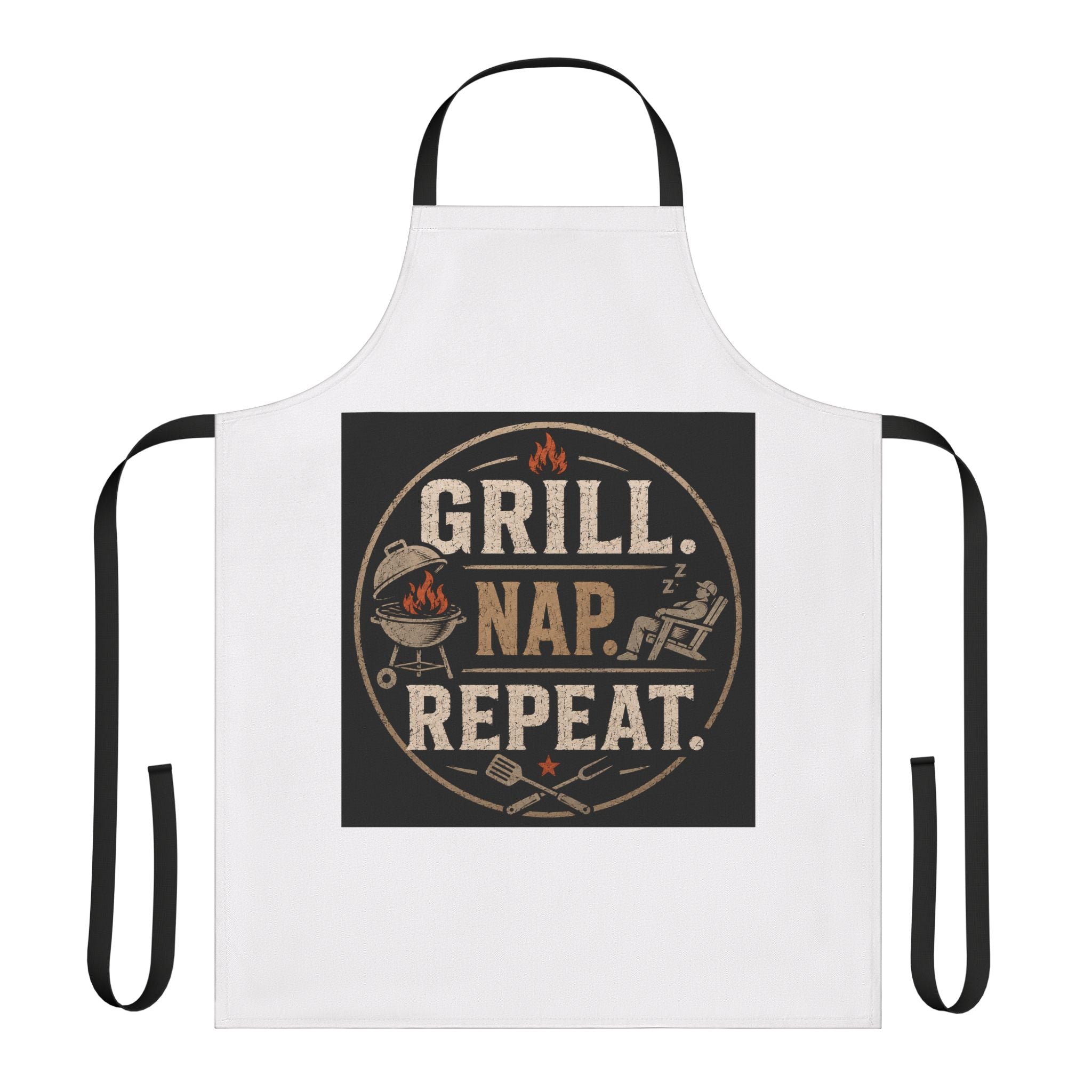 Grill Nap Repeat Apron — Funny BBQ Cooking Apron for Grillmasters