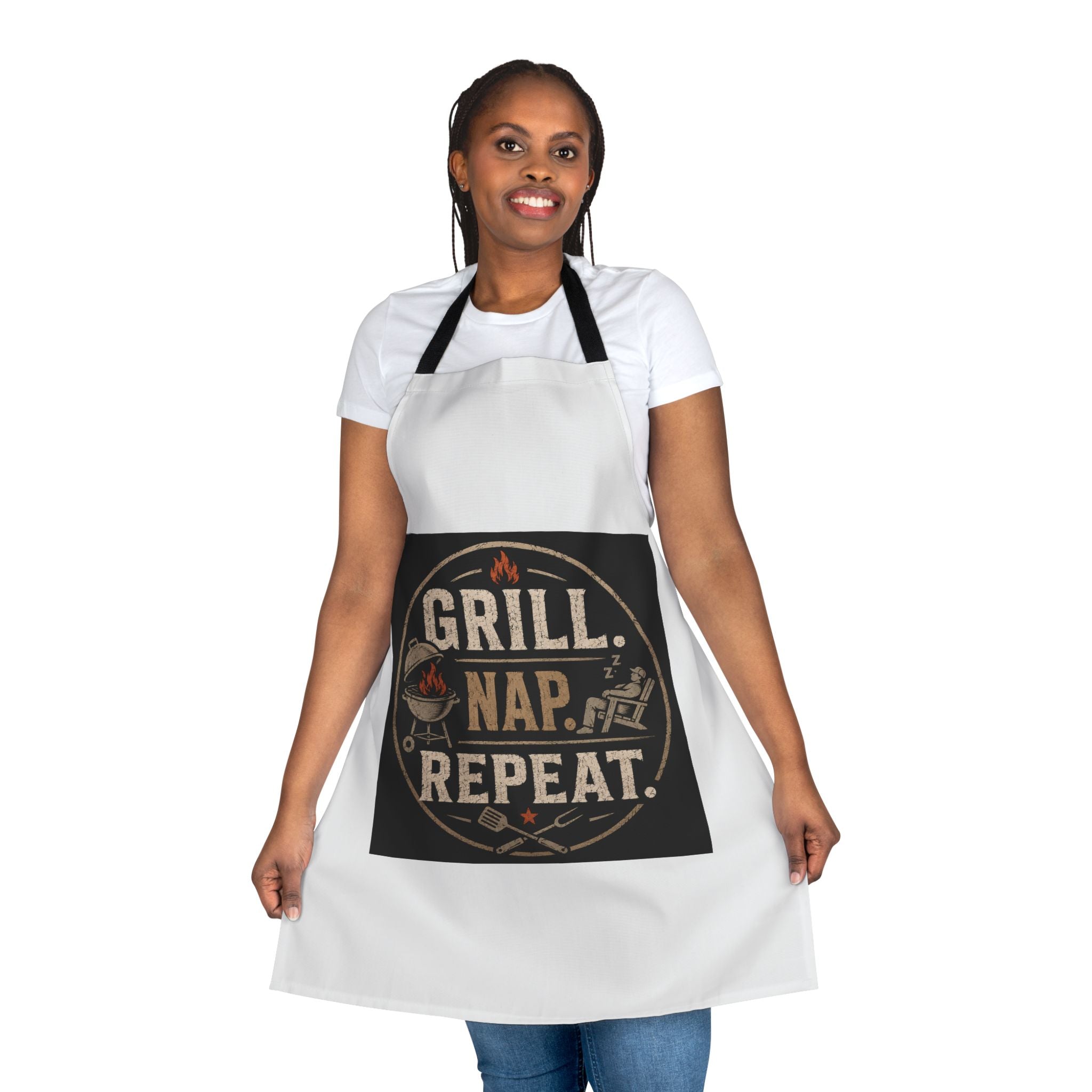 Grill Nap Repeat Apron — Funny BBQ Cooking Apron for Grillmasters