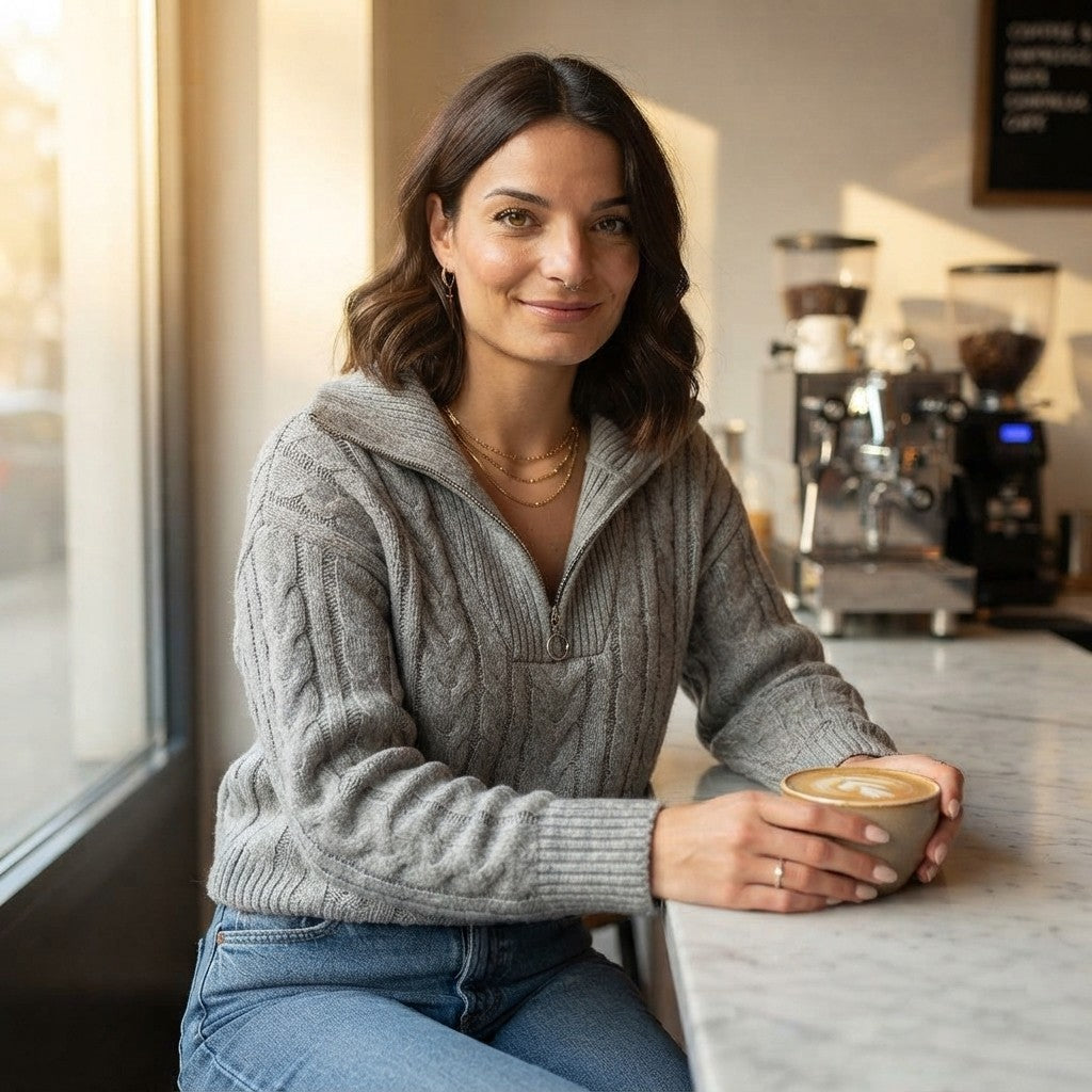 Cable Knit Half Zip Sweater