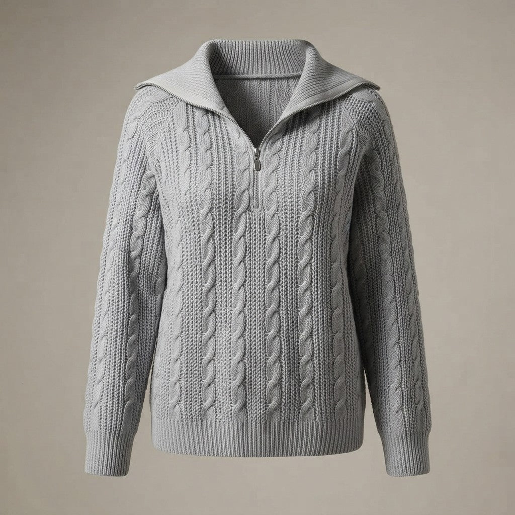 Cable Knit Half Zip Sweater