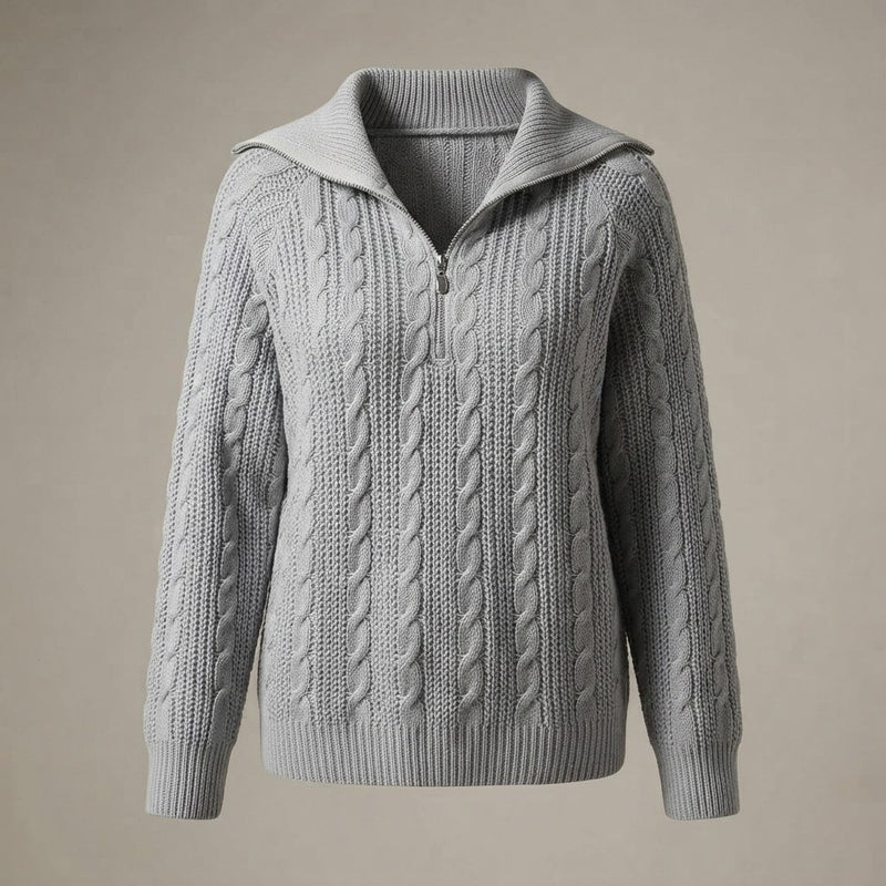 Cable Knit Half Zip Sweater