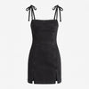 Full Size Tie-Strap Denim Mini Dress Plus Size