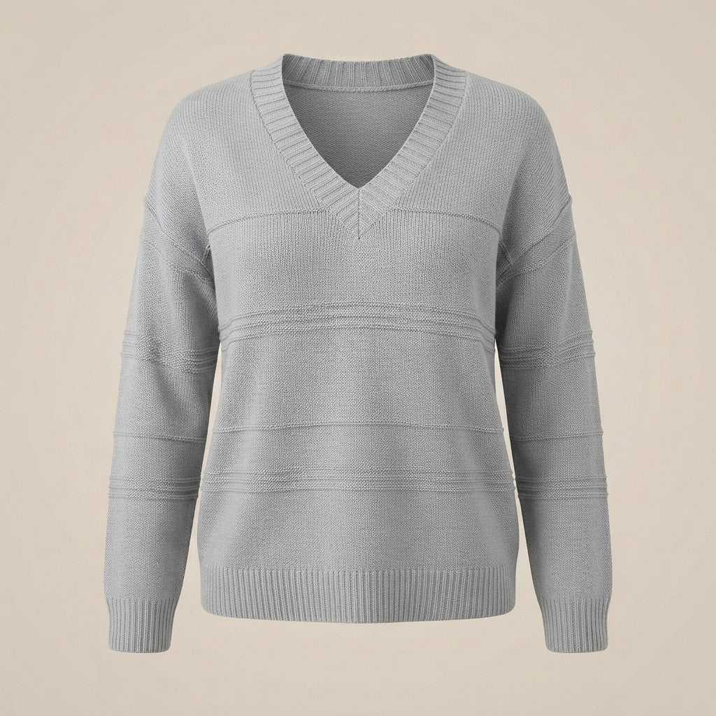 V-Neck Dropped Shoulder Sweater