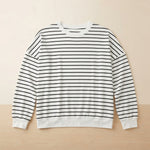 Lovelet Striped Round Neck Long Sleeve Sweatshirt