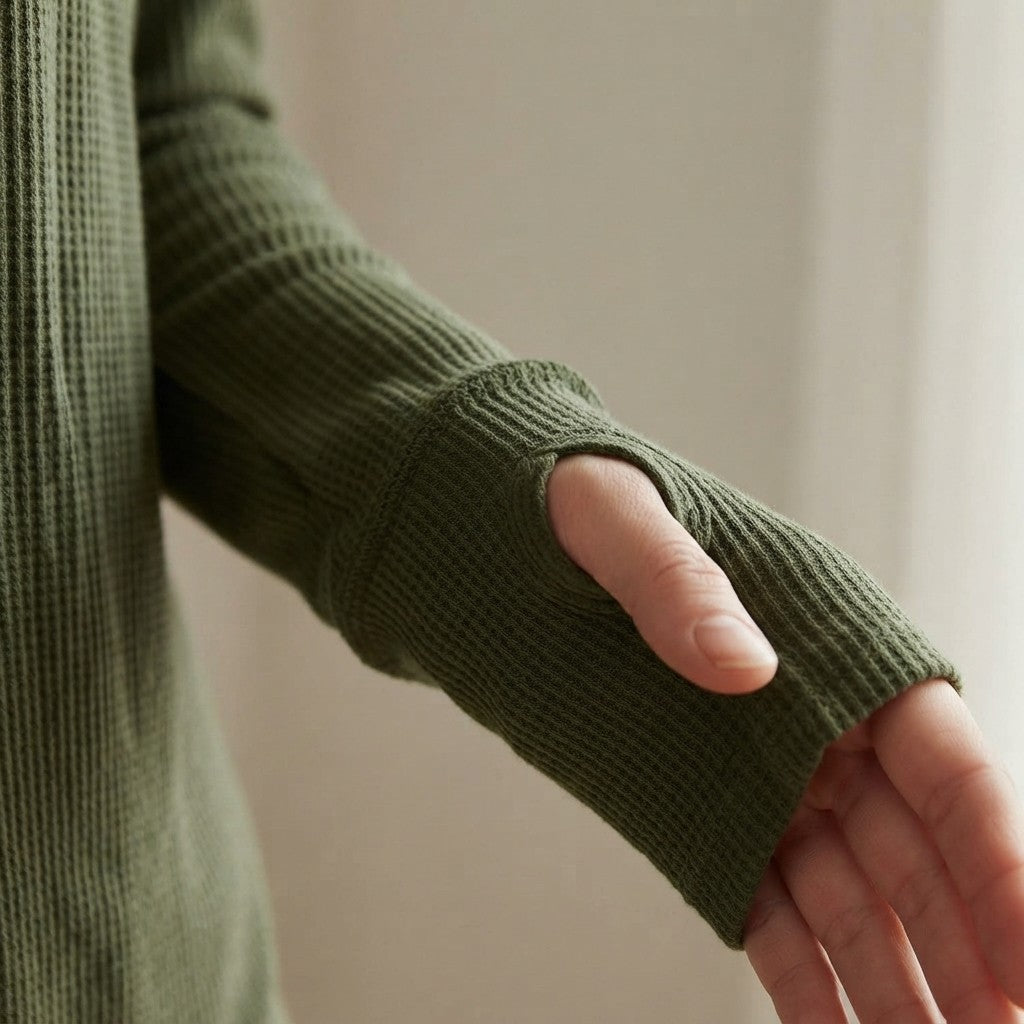Double Take Full Size Notched Thumbhole Long Sleeve T-Shirt