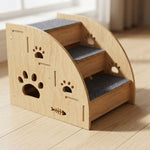 Wooden Pet Stairs with Paw Prints