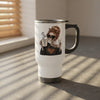 Skull Mom Travel Mug 14oz — 'Dead Inside But Cute' Stainless Steel Tumbler with Handle