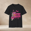 Spooky Season Pink Gothic Tee — Skeleton Hand Pumpkin Drink Halloween T-Shirt